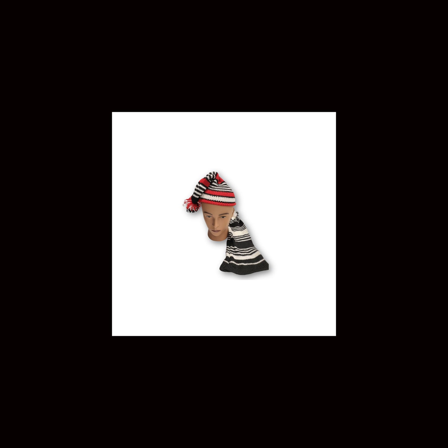 2 Pcs Wool Igbo Traditional Men's Hat, Men's Knitted, Stripped Wool War Dance Hat (Long) (Set of 2)
