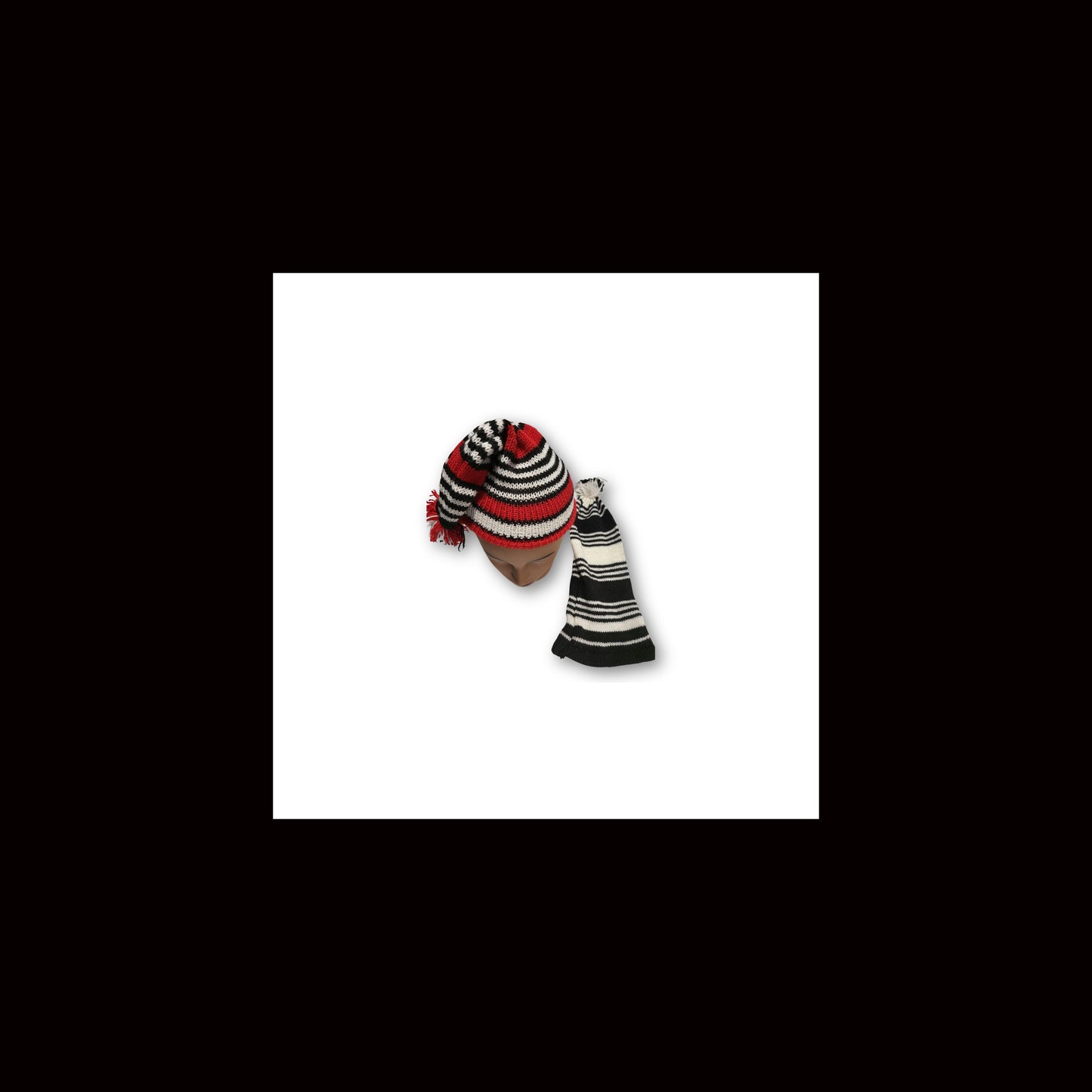 2 Pcs Wool Igbo Traditional Men's Hat, Men's Knitted, Stripped Wool War Dance Hat (Long) (Set of 2)