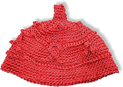 Red Crotchet Wool Hat, Traditional Benin Royal Kings Cap for Cultural Attire