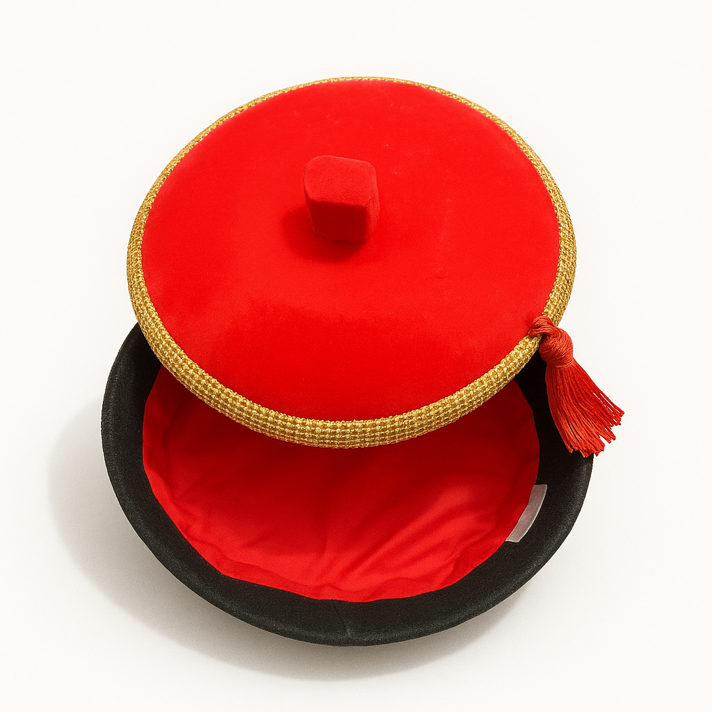 Red Chieftaincy Ichie Ozo Traditional Cap, Gold and Silver African Decorated Wedding Hats