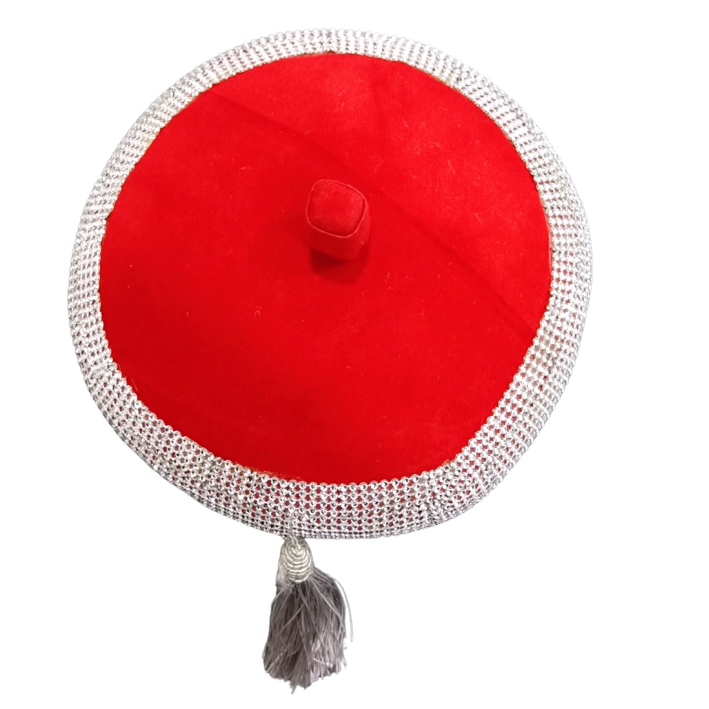 Red Chieftaincy Ichie Ozo Traditional Cap, Gold and Silver African Decorated Wedding Hats