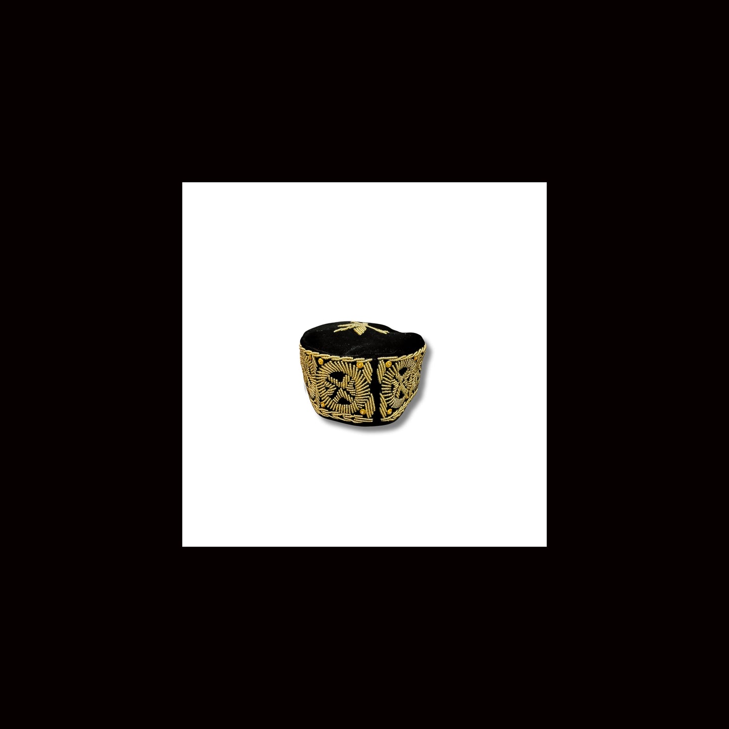 Black, Gold Embroidery African Traditional Hat | African Men's Wedding Cap(Okpu Agu) | Igbo Ozo Cap