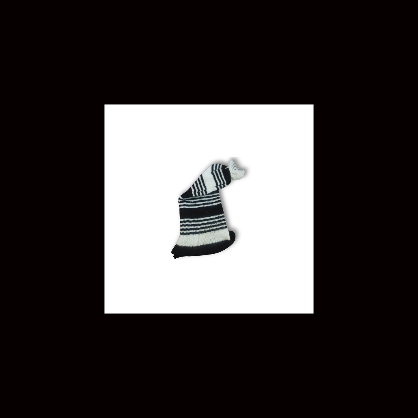 Wool Igbo Traditional Men's Hat, Men's Knitted, Stripped Wool, Black and White War Dance Hat (Long)