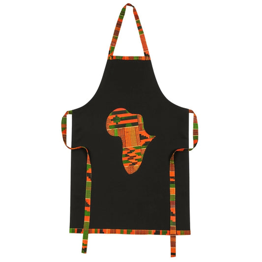 Chef Apron, Handmade African Map Print Men Women Cooking Linen Black Aprons