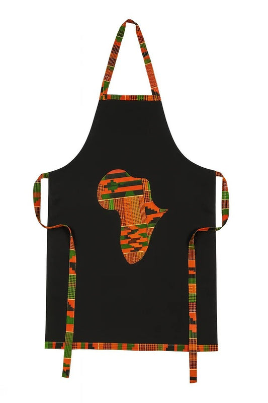Chef Apron, Handmade African Map Print Men Women Cooking Linen Black Aprons