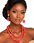 Traditional Coral Beaded Bridal Necklace & Earrings, Nigeria Wedding Jewelry Set
