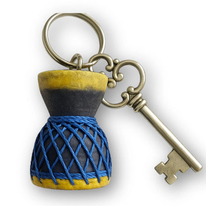 Mini African Djembe Drum Keychain, Handmade Wooden Drum Key Holder with Cords