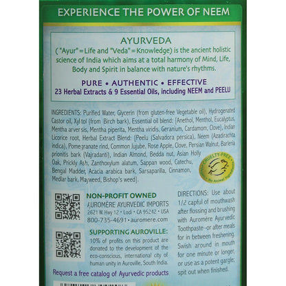 Ayurvedic Neem Mouthwash - 16 oz | Traditional Herbal Extracts For Dental Care
