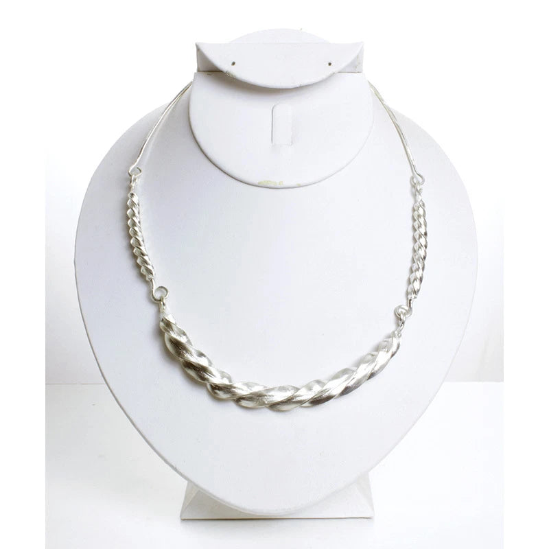 Fulani Silver Twist Necklace | 17" long Women Fashion Jewelry