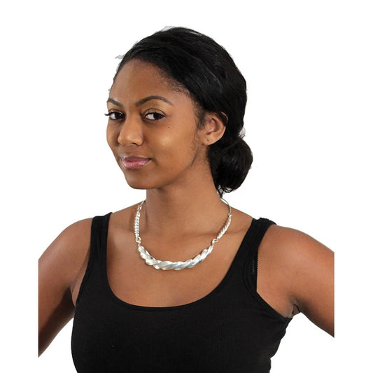 Fulani Silver Twist Necklace | 17" long Women Fashion Jewelry