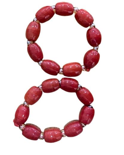 African Coral Bead Bracelet - Handmade Bridal, Wedding, Festival Jewelry Gift
