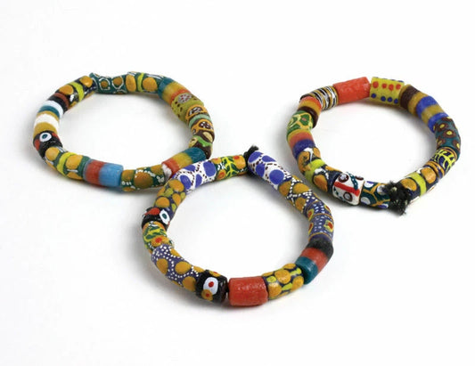African Trade Beads Bracelet, Fashion Jewelry Handmade Men Women Bangle, 3 PCS