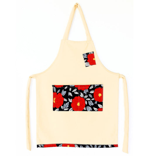 Ankara Print Chef Apron, Kitchen Men Women Cooking Front Pocket Beige Apron