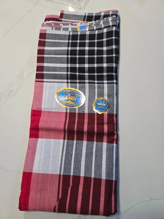 George Fabric Igbo Traditional African Plaid Material Cotton Wrapper Per 6 Yard