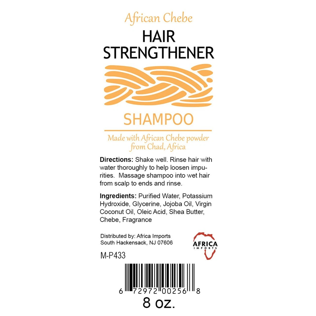 African Chebe Shampoo Hair Strength Regrowth Rebuilder - 8 oz.