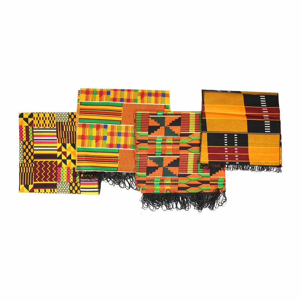 Set Of 4 Kente Scarves, African Clothing Accessories