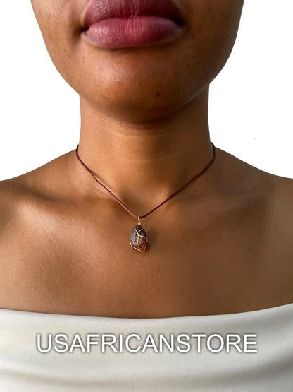 Amethyst Gemstone Pendant Necklace, Men Women Boho Screw Closure Jewelry