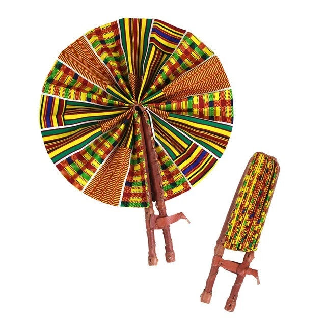 Ankara African Print Hand fan, Handheld Summer Fashion Foldable Women Hand fan