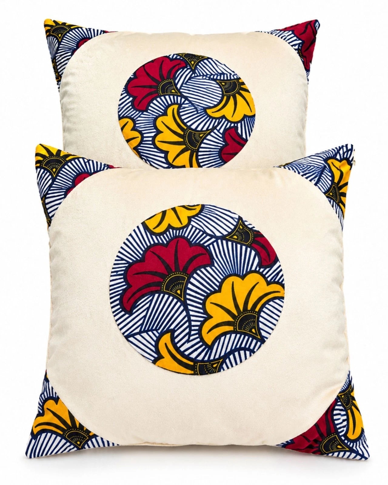 2pc African Ankara Print Throw Pillow Covers, 18"x18" Sofa Covers for Home Decor