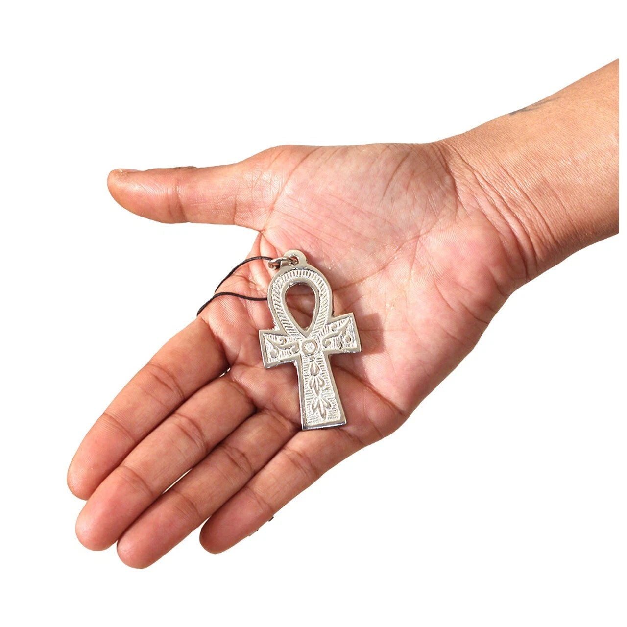 Silver Egyptian Ankh Cross Pendant Necklace | Unisex: Medium (2")
