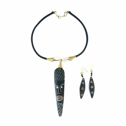Bone Mask Necklace & Earring Set | African Jewelry