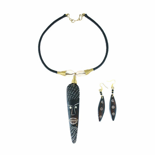 Bone Mask Necklace & Earring Set | African Jewelry