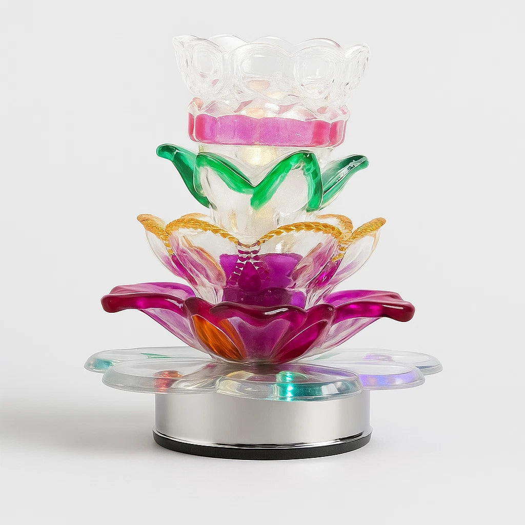 Electric Oil Burner, Decorative Multi-Color Lotus Crystal Home Spa Yoga Oil Lamp