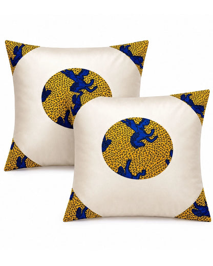 2pc African Ankara Print Throw Pillow Covers, 18"x18" Sofa Covers for Home Decor