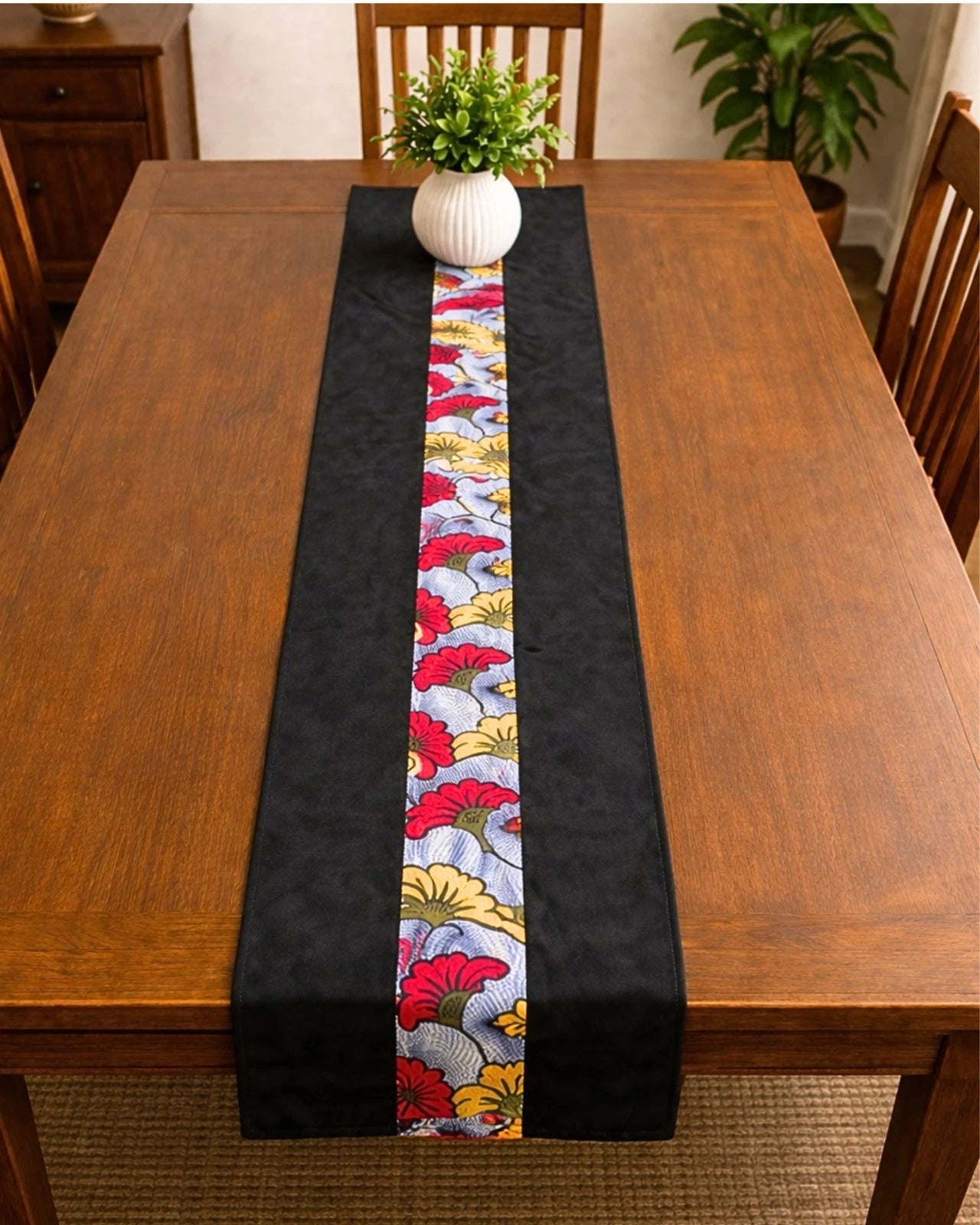 Ankara Print Set of 1 Table Runner & 4 Placemats, Home Dining Table Decor Set