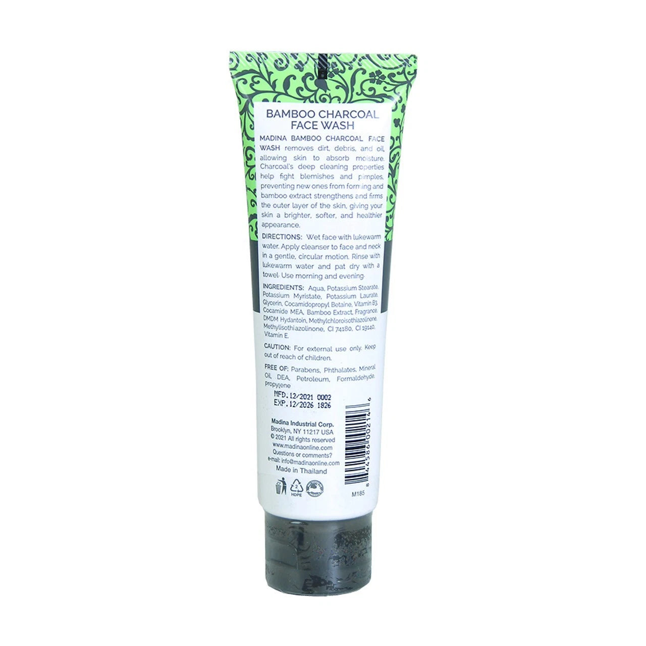 100% Madina Bamboo Charcoal Face Wash, Detoxify & Cleansing- 100 mL (Pack Of 2)