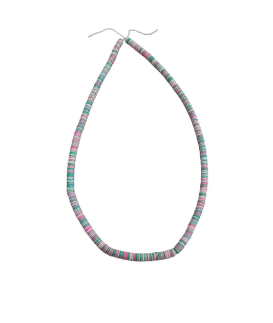 Flat Round Polymer Clay Spacer Beads Necklace | African Yoruba Cultural Necklace