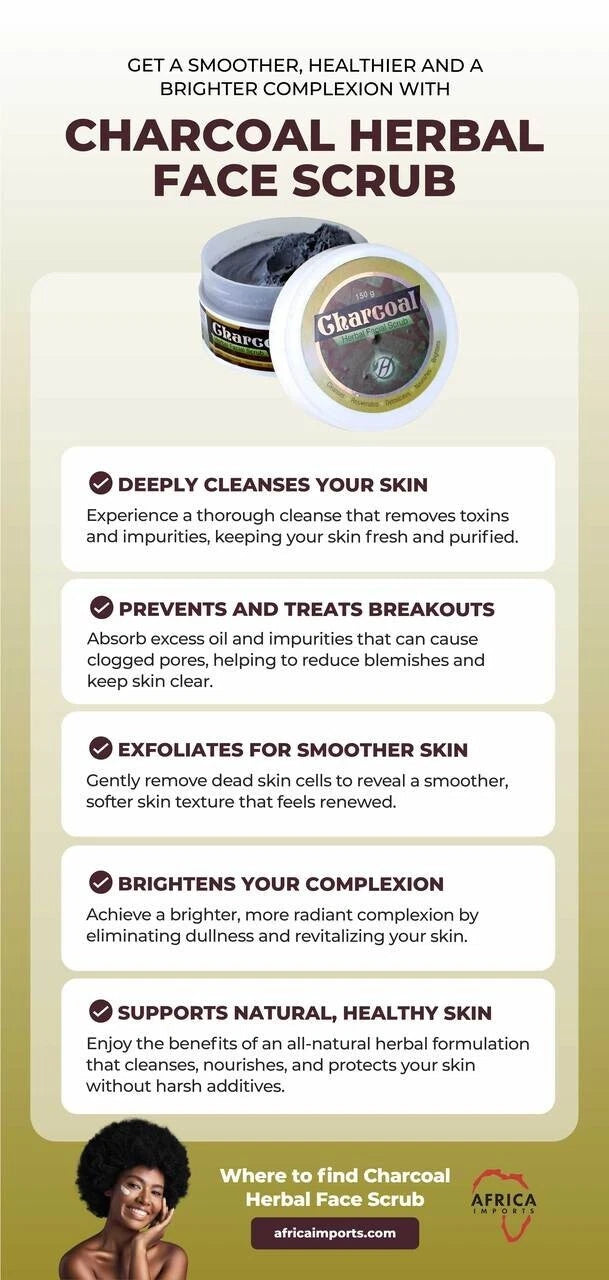 Charcoal Herbal Face Scrub, Exfoliating Facial Scrubber- Reduces Wrinkles
