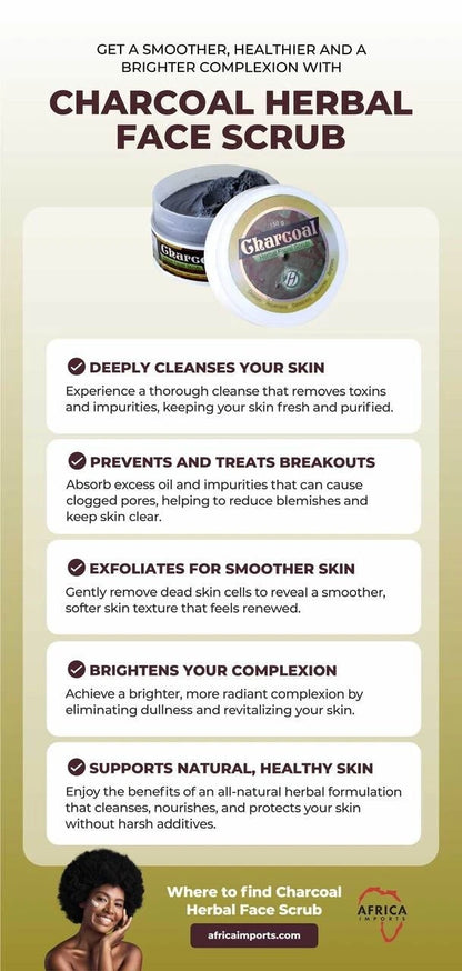 Charcoal Herbal Face Scrub, Exfoliating Facial Scrubber- Reduces Wrinkles