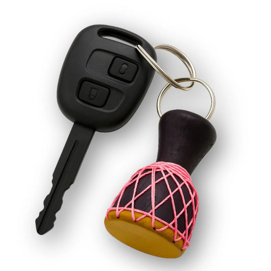 Mini African Djembe Drum Keychain, Handmade Wooden Drum Key Holder with Cords