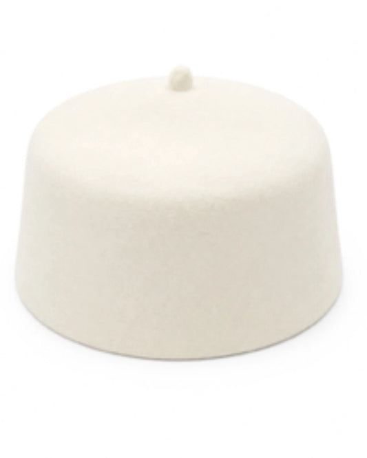 Men's Traditional Igbo Chief White Cap Wool Felt Hat Muslim Prayer Cap