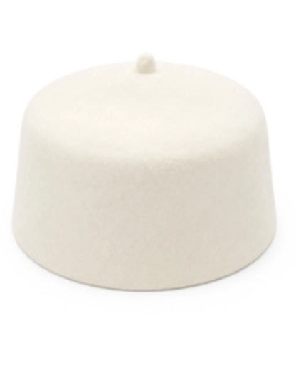 Men's Traditional Igbo Chief White Cap Wool Felt Hat Muslim Prayer Cap