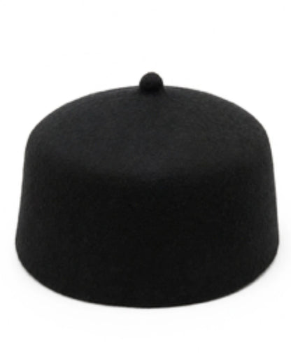 Men's Traditional Igbo Chief Black Cap Wool Felt Hat Muslim Prayer Cap