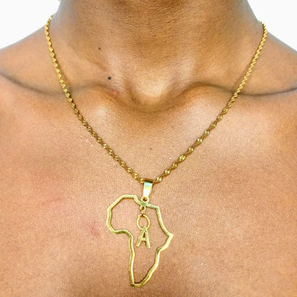 Gold Plated Necklace, Minimalist Africa Map Pendant Men Women Chain Necklace