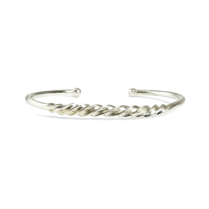 Fulani Twist Silver Cuff Bracelet, Handcrafted Men Women African Bangle