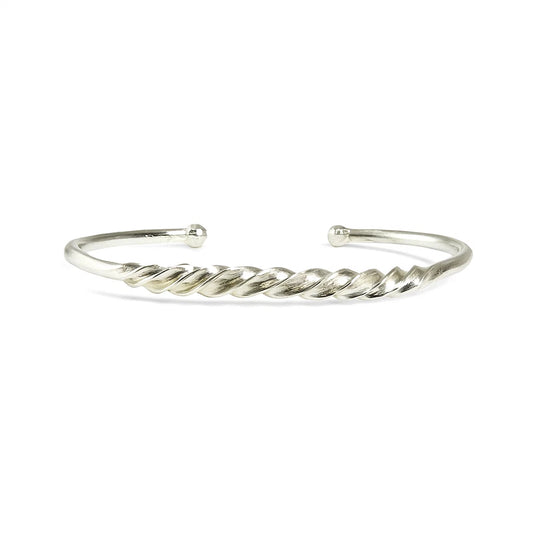 Fulani Twist Silver Cuff Bracelet, Handcrafted Men Women African Bangle