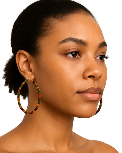 Kente Wrapped Hoop Earrings for Women – African Print Fashion Ankara Jewelry