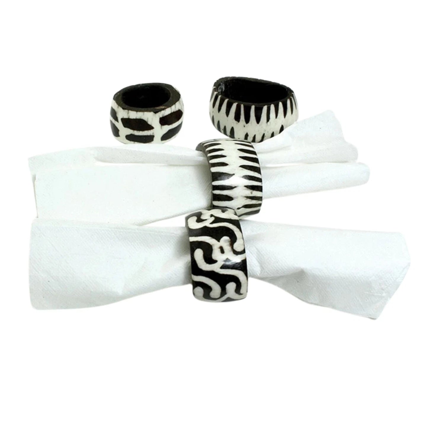 Napkin Rings, Carved Party Wedding Dining Table Decor, 4pcs