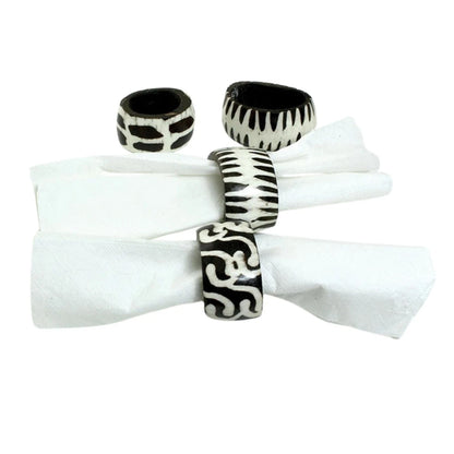 Napkin Rings, Carved Party Wedding Dining Table Decor, 4pcs