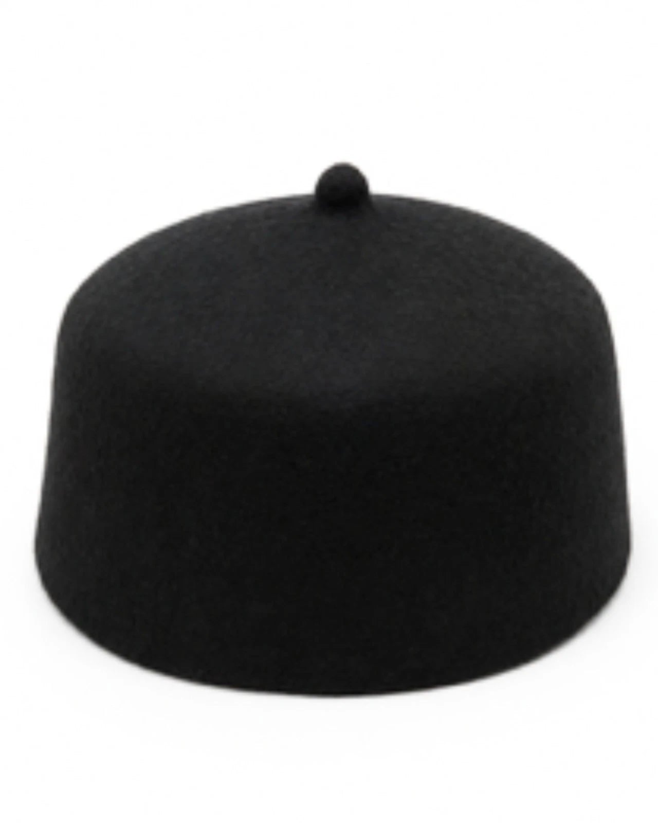 Men's Traditional Igbo Chief Black Cap Wool Felt Hat Muslim Prayer Cap