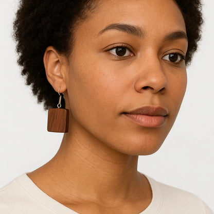 6 Set Wooden Earrings, Natural Boho Style Jewelry Collection