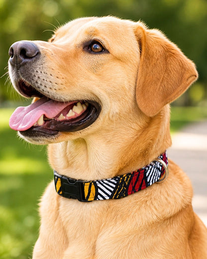 African Print Dog Collar – Adjustable Ankara Pet Collar for Medium to Large Dogs