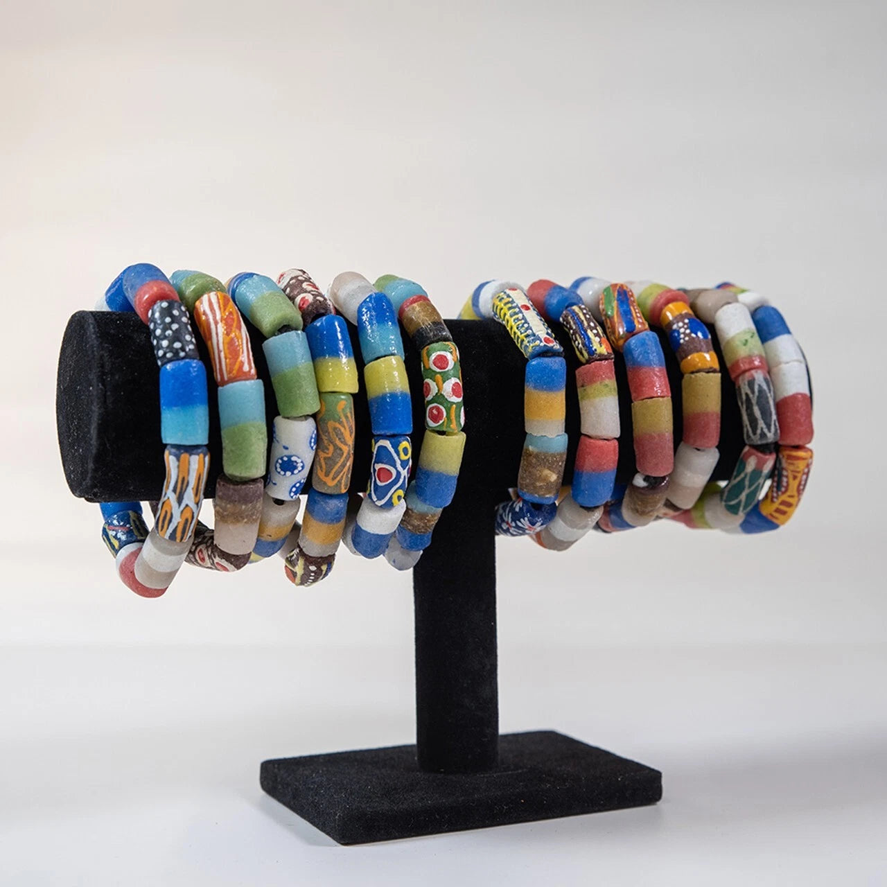 African Trade Beads Bracelet, Fashion Jewelry Handmade Men Women Bangle, 3 PCS