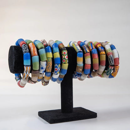 African Trade Beads Bracelet, Fashion Jewelry Handmade Men Women Bangle, 3 PCS
