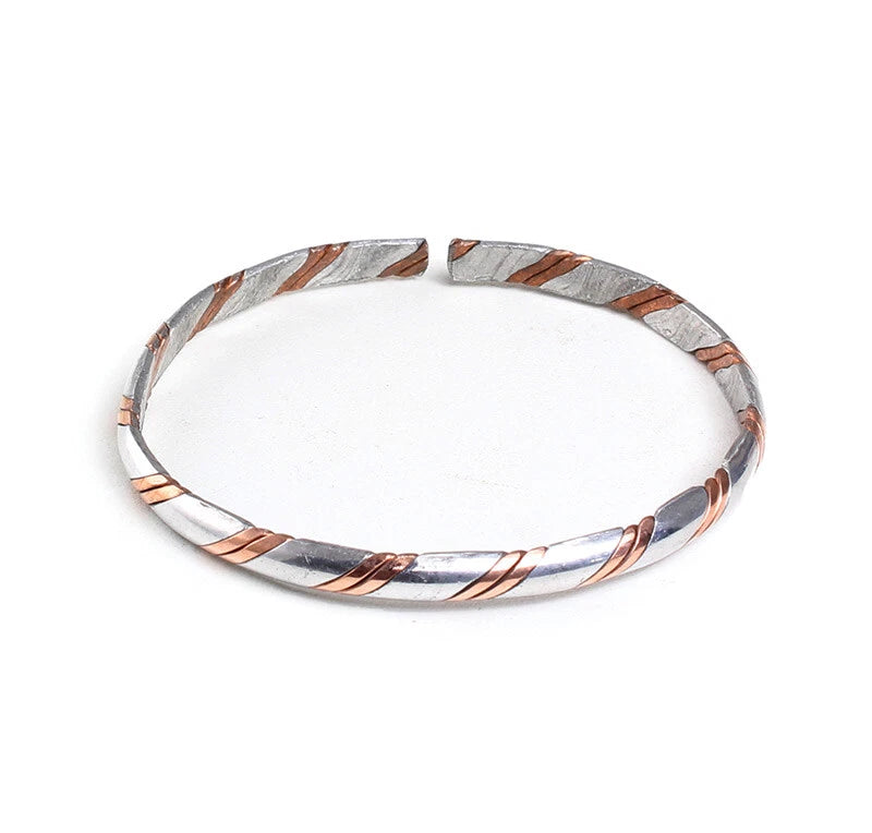 Silver & Copper Metal Twist Bracelet