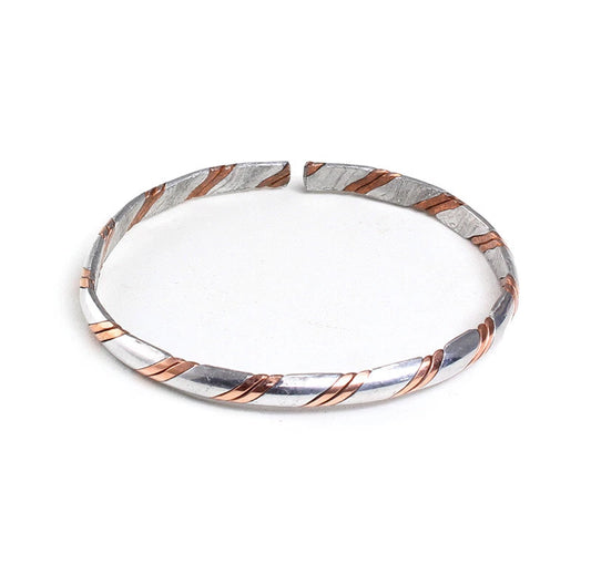 Silver & Copper Metal Twist Bracelet
